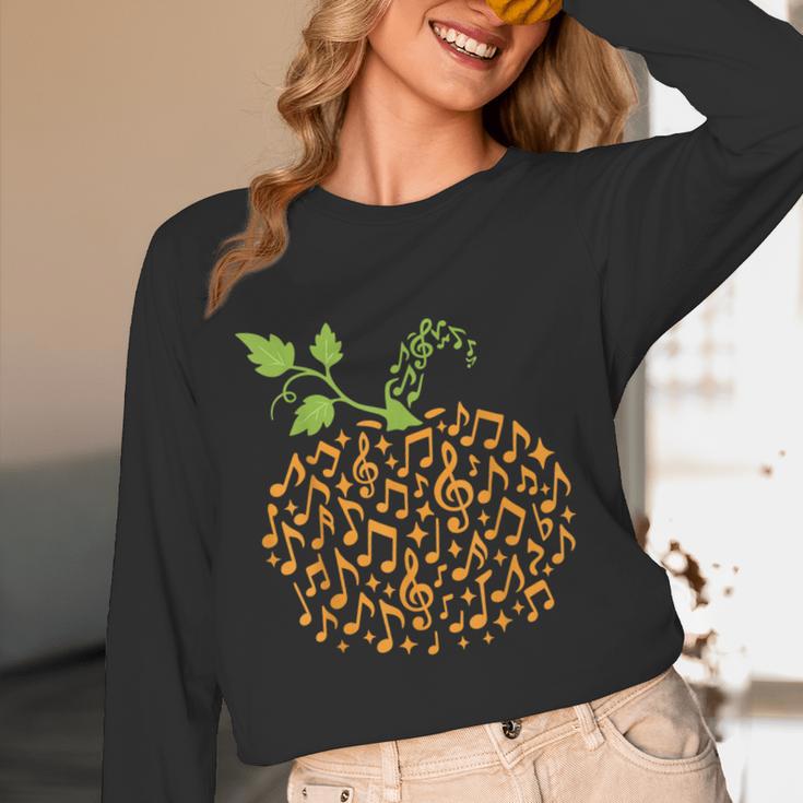 Pumpkin Music Notes Fall Teacher Autumn Halloween Unisex Long Sleeve T-Shirt, funny design