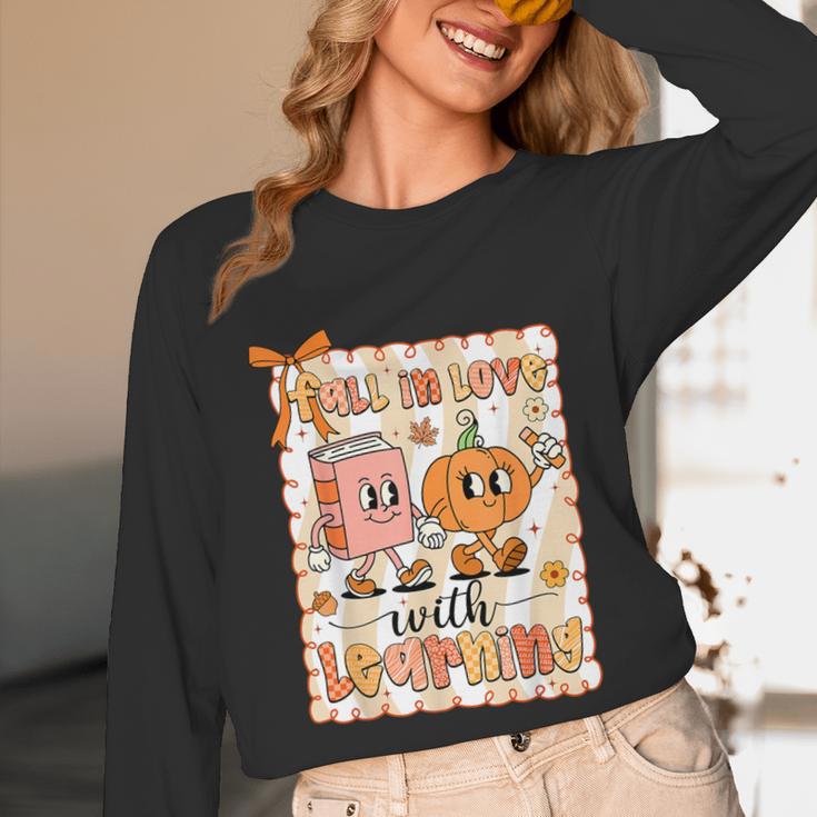 Pumpkin Teacher Preppy Fall In Love With Learning Autumn Unisex Long Sleeve T-Shirt, funny design