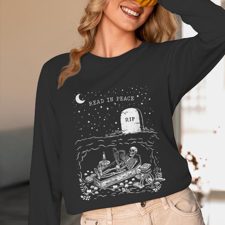 Read In Peace Skeleton Halloween Book Reading Spooky Teacher Unisex Long Sleeve T-Shirt, funny design Read In Peace Skeleton Halloween Book Reading Spooky Teacher Unisex Long Sleeve T-Shirt, funny design
