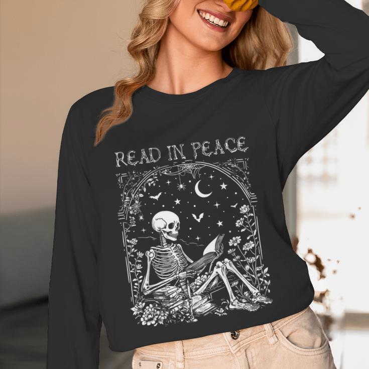 Read In Peace Skeleton Reading Teacher Spooky Halloween Unisex Long Sleeve T-Shirt, funny design Read In Peace Skeleton Reading Teacher Spooky Halloween Unisex Long Sleeve T-Shirt, funny design