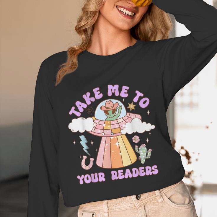 Take Me To Your Readers Alien Teacher Halloween Literacy Unisex Long Sleeve T-Shirt, funny design