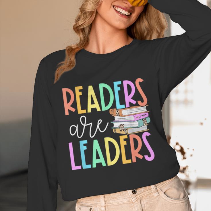 Readers Are Leaders Reading Book Lovers Teacher Women Kids Unisex Long Sleeve T-Shirt, funny design