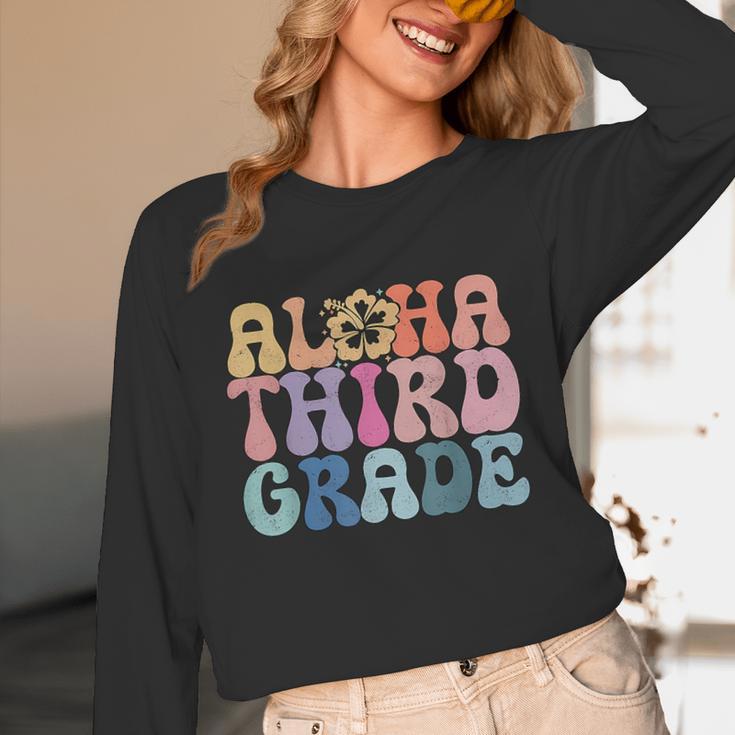 Retro Aloha Third Grade Teacher Summer Vacation Beach Hawaii Unisex Long Sleeve T-Shirt, funny design