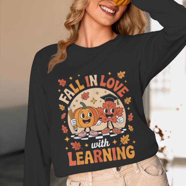 Retro Fall In Love With Learning Pumpkin Leaf Teacher Autumn Unisex Long Sleeve T-Shirt, funny design Retro Fall In Love With Learning Pumpkin Leaf Teacher Autumn Unisex Long Sleeve T-Shirt, funny design