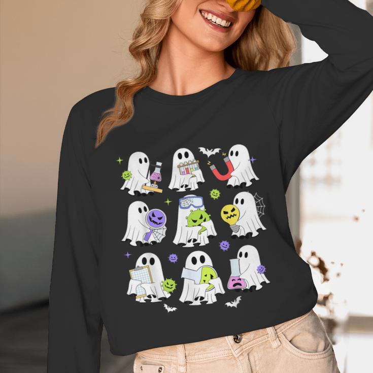 Retro Halloween Science Teacher Ghost Laboratory Teacher Unisex Long Sleeve T-Shirt, funny design Retro Halloween Science Teacher Ghost Laboratory Teacher Unisex Long Sleeve T-Shirt, funny design