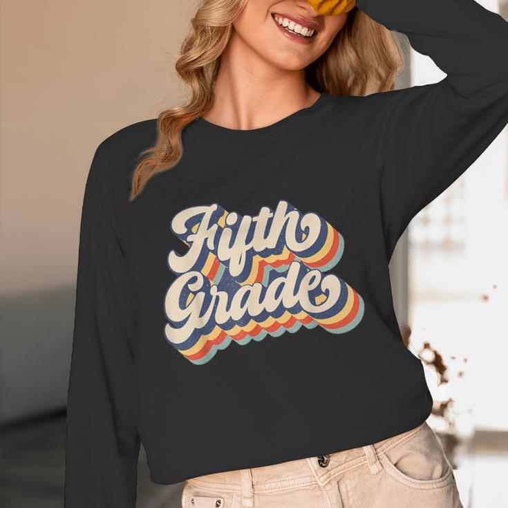 Retro Sunset Fifth Grade Teacher & Student Back To School Unisex Long Sleeve T-Shirt, funny design Retro Sunset Fifth Grade Teacher & Student Back To School Unisex Long Sleeve T-Shirt, funny design