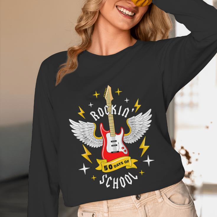 Rockin 50 Days Of School 50th Day Of School Teacher Student Men Women Girls Kids Unisex Long Sleeve T-Shirt, funny design