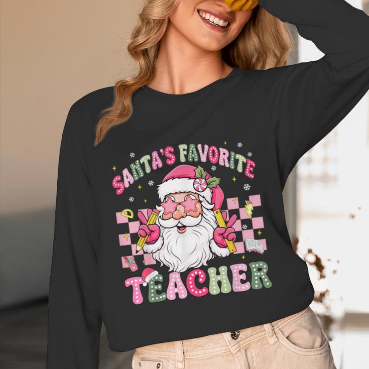 Santa's Favorite Teacher Groovy Christmas Teacher Boys Girls Unisex Long Sleeve T-Shirt, funny design Santa's Favorite Teacher Groovy Christmas Teacher Boys Girls Unisex Long Sleeve T-Shirt, funny design