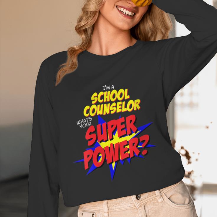 School Counselor Teacher Superhero Superpower Comic Book Unisex Long Sleeve T-Shirt, funny design