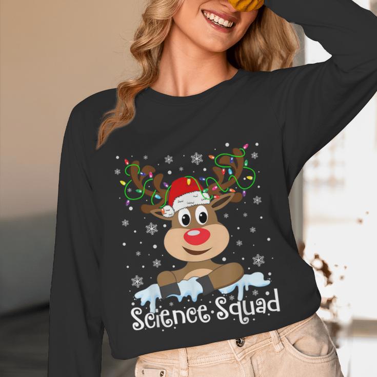 Science Teacher Squad Reindeer Christmas Teacher Xmas Lights For Men Women Unisex Long Sleeve T-Shirt, funny design
