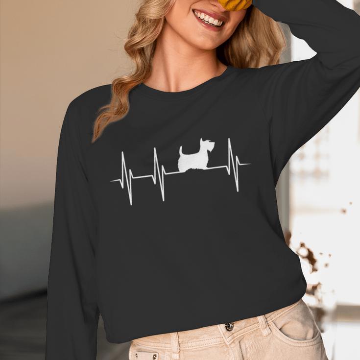 Scottish Terrier Dog Heartbeat Scottie Dog Lover T-Shirt Unisex Long Sleeve T-Shirt, funny design