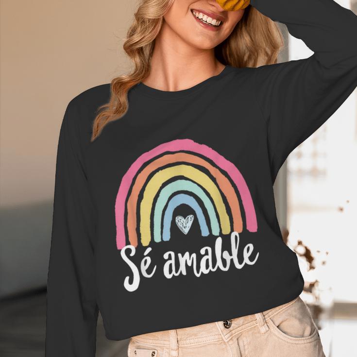 Sé Amable Spanish Bilingual Teacher Be Kind Boho Rainbow Unisex Long Sleeve T-Shirt, funny design Sé Amable Spanish Bilingual Teacher Be Kind Boho Rainbow Unisex Long Sleeve T-Shirt, funny design