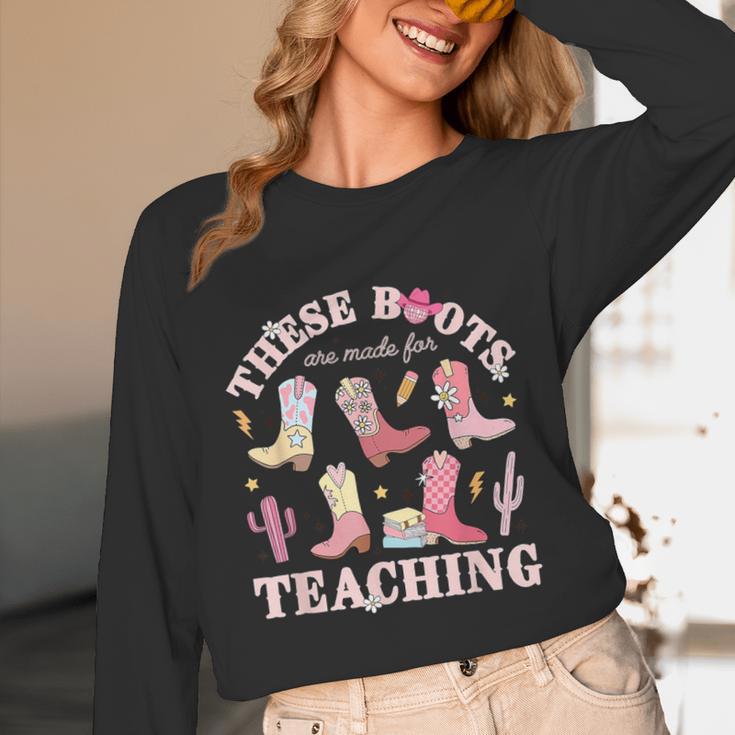 These Boots Are Made For Teaching Western Cowgirl Teacher Unisex Long Sleeve T-Shirt, funny design
