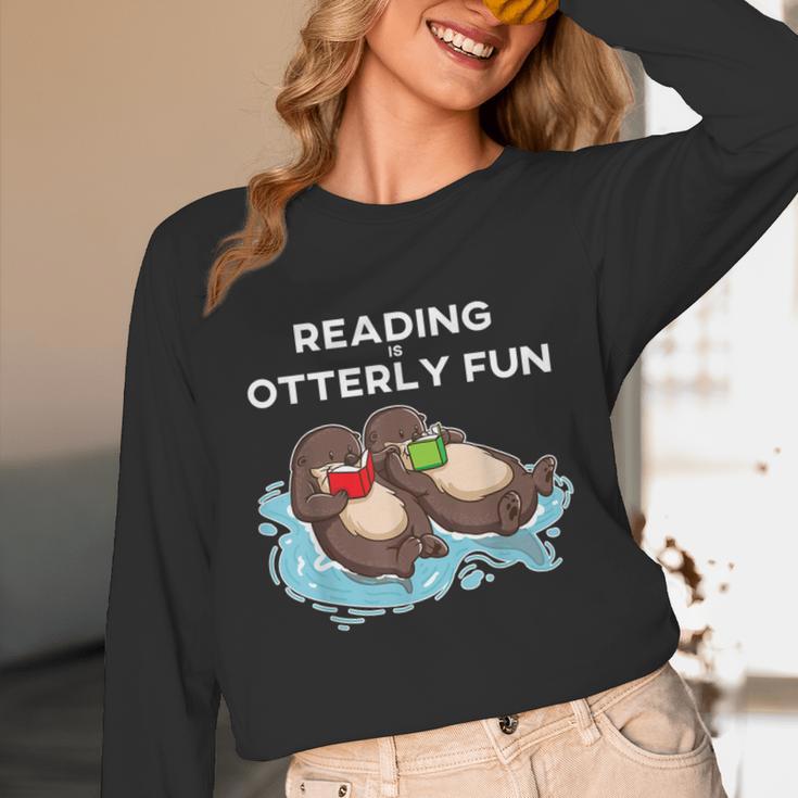 Sea Otter Book Reading Shirt For Bookworm Teachers Unisex Long Sleeve T-Shirt, funny design