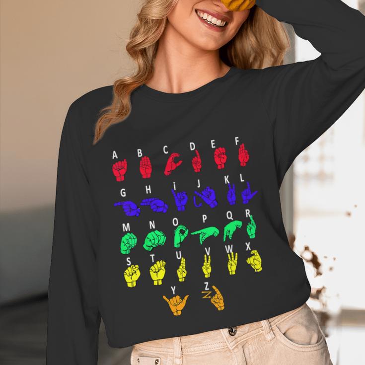 Sign Language Alphabet For ASL Interpreter Deaf Teacher Stud For Men Women Girls Kids Unisex Long Sleeve T-Shirt, funny design