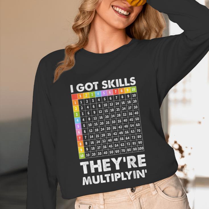 I Got Skills They'Re Multiplying Nerd Math Teacher Unisex Long Sleeve T-Shirt, funny design I Got Skills They'Re Multiplying Nerd Math Teacher Unisex Long Sleeve T-Shirt, funny design