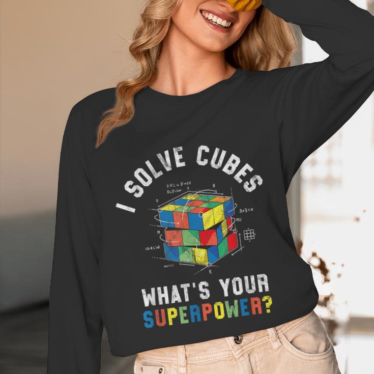 I Solve Cubes Speed Cubing Vintage Youth Math Teacher Unisex Long Sleeve T-Shirt, funny design I Solve Cubes Speed Cubing Vintage Youth Math Teacher Unisex Long Sleeve T-Shirt, funny design