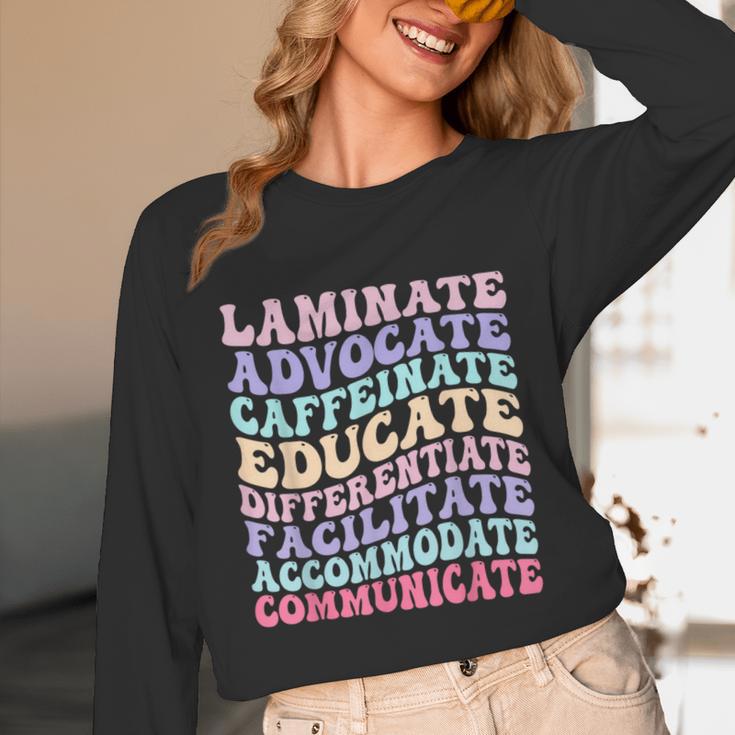 Sped Caffeinate Advocate Laminate Educate Teacher Unisex Long Sleeve T-Shirt, funny design Sped Caffeinate Advocate Laminate Educate Teacher Unisex Long Sleeve T-Shirt, funny design
