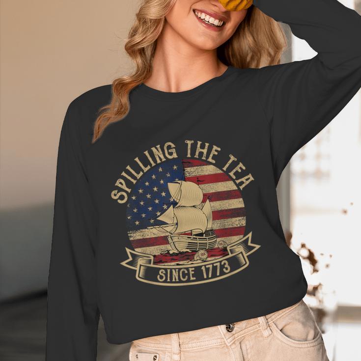 Spilling The Tea Since 1773 American History Teacher Vintage Unisex Long Sleeve T-Shirt, funny design