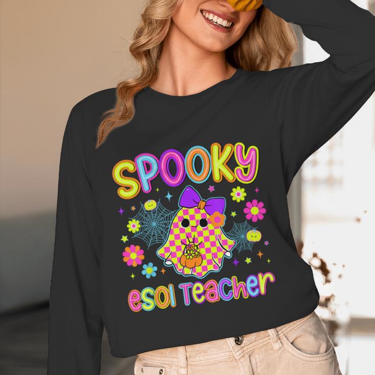 Spooky ESOL Teacher Halloween ESOL Teaching Coquette Unisex Long Sleeve T-Shirt, funny design Spooky ESOL Teacher Halloween ESOL Teaching Coquette Unisex Long Sleeve T-Shirt, funny design