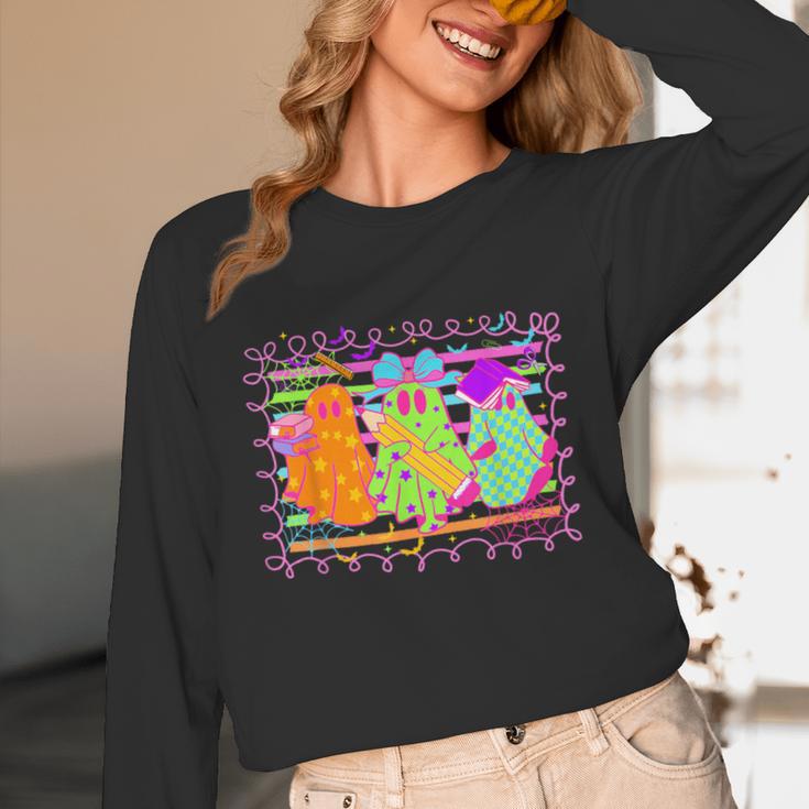 Spooky Teacher Halloween Ghost Fall Autumn Season Women Unisex Long Sleeve T-Shirt, funny design