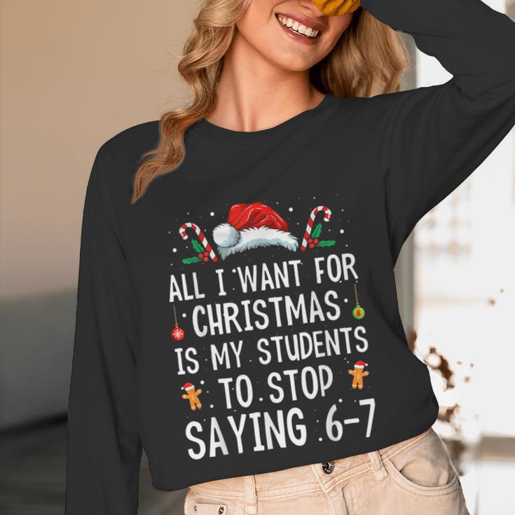 Stop Saying 6-7 Teacher 67 Christmas Meme Six Seven Unisex Long Sleeve T-Shirt, funny design Stop Saying 6-7 Teacher 67 Christmas Meme Six Seven Unisex Long Sleeve T-Shirt, funny design