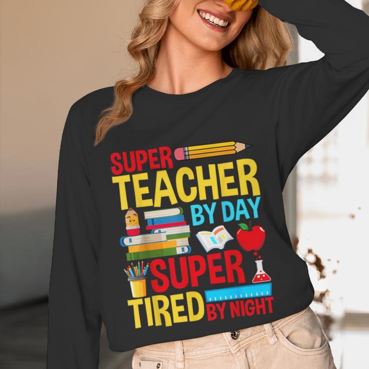 Super Teacher By Day Super Tired By Night Superhero Teacher Unisex Long Sleeve T-Shirt, funny design Super Teacher By Day Super Tired By Night Superhero Teacher Unisex Long Sleeve T-Shirt, funny design