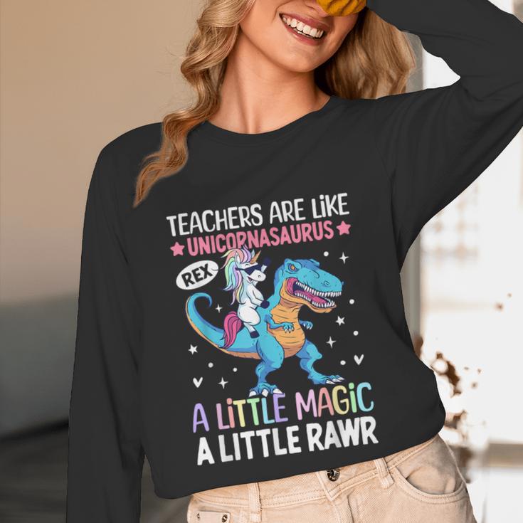 T Rex Dinosaur Unicorn Teachers Are Like Unicornasaurus Rex Unisex Long Sleeve T-Shirt, funny design T Rex Dinosaur Unicorn Teachers Are Like Unicornasaurus Rex Unisex Long Sleeve T-Shirt, funny design