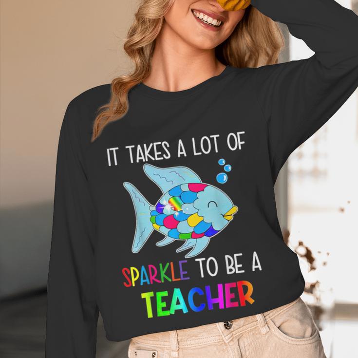 It Takes A Lot Of Sparkle To Be A Teacher Rainbow Fish For Men Women Unisex Long Sleeve T-Shirt, funny design It Takes A Lot Of Sparkle To Be A Teacher Rainbow Fish For Men Women Unisex Long Sleeve T-Shirt, funny design