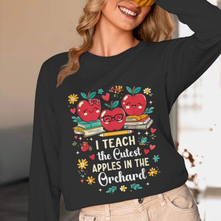 I Teach The Cutest Apples In The Orchard Cute Fall Teacher Unisex Long Sleeve T-Shirt, funny design I Teach The Cutest Apples In The Orchard Cute Fall Teacher Unisex Long Sleeve T-Shirt, funny design