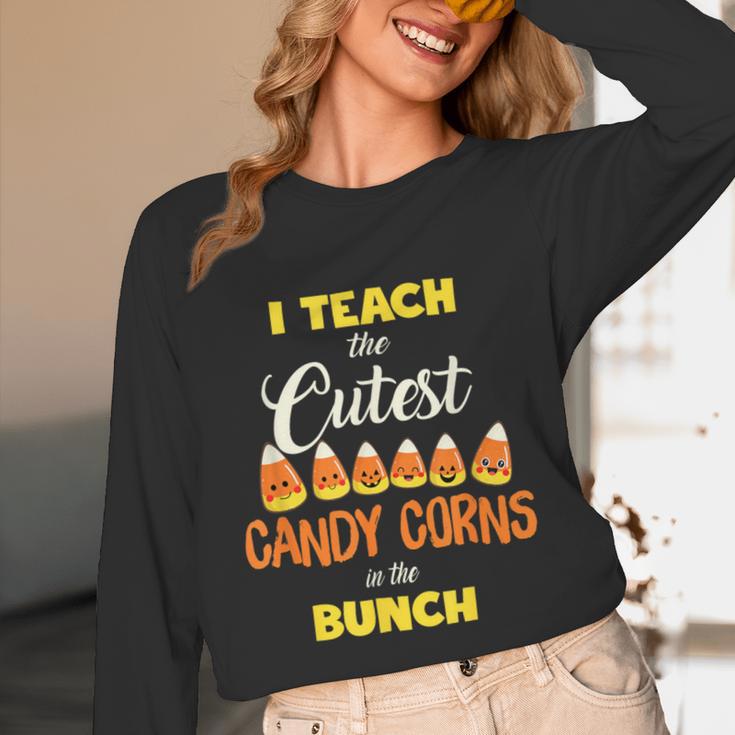 I Teach The Cutest Candy Corn In The Patch Teacher Halloween Unisex Long Sleeve T-Shirt, funny design