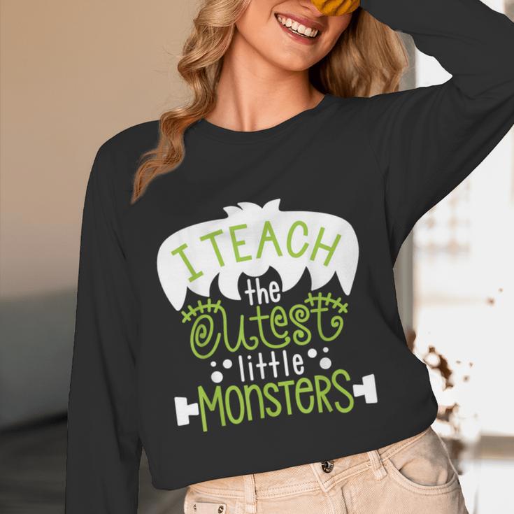 I Teach The Cutest Little Monsters Halloween Teacher Spooky Unisex Long Sleeve T-Shirt, funny design