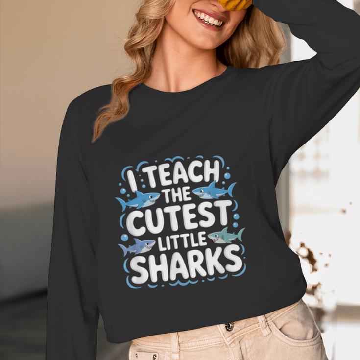 I Teach The Cutest Little Sharks Teacher School Unisex Long Sleeve T-Shirt, funny design I Teach The Cutest Little Sharks Teacher School Unisex Long Sleeve T-Shirt, funny design