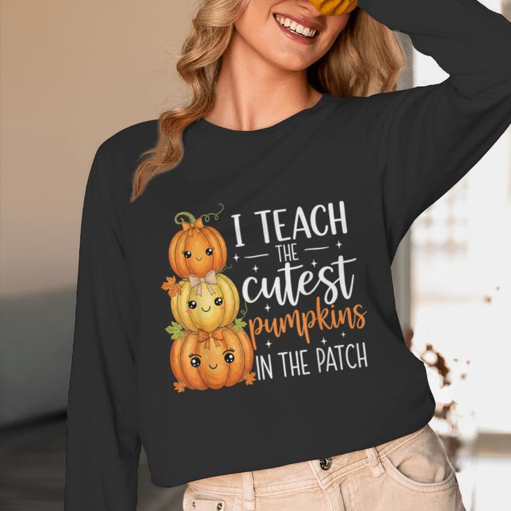 I Teach The Cutest Pumpkins In The Patch Fall Autumn Teacher Unisex Long Sleeve T-Shirt, funny design