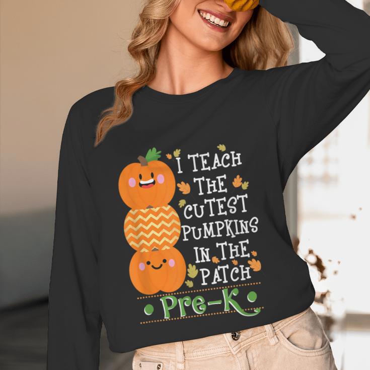 I Teach The Cutest Pumpkins In Patch Pre-K Halloween Teacher Unisex Long Sleeve T-Shirt, funny design