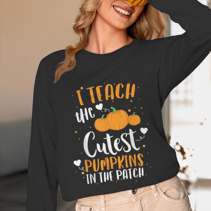 I Teach The Cutest Pumpkins In The Patch Teacher School For Men Women Kids Unisex Long Sleeve T-Shirt, funny design
