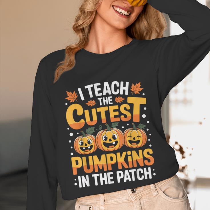 I Teach The Cutest Pumpkins Shirt Teachers Halloween Unisex Long Sleeve T-Shirt, funny design