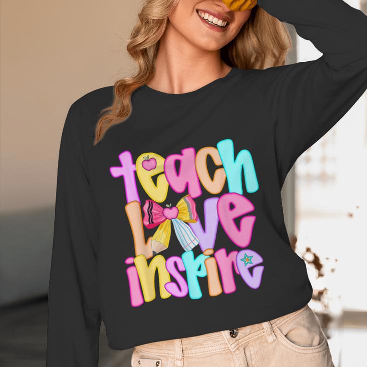 Teach Love Inspire Preppy Back To School Teacher Women Unisex Long Sleeve T-Shirt, funny design Teach Love Inspire Preppy Back To School Teacher Women Unisex Long Sleeve T-Shirt, funny design