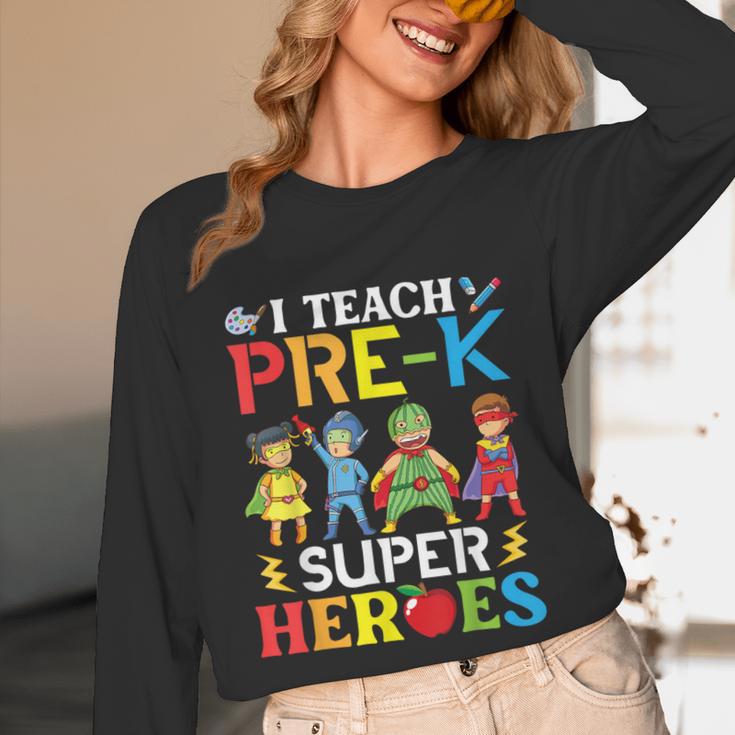 I Teach Pre-K Superheroes Students Teacher Back To School Unisex Long Sleeve T-Shirt, funny design
