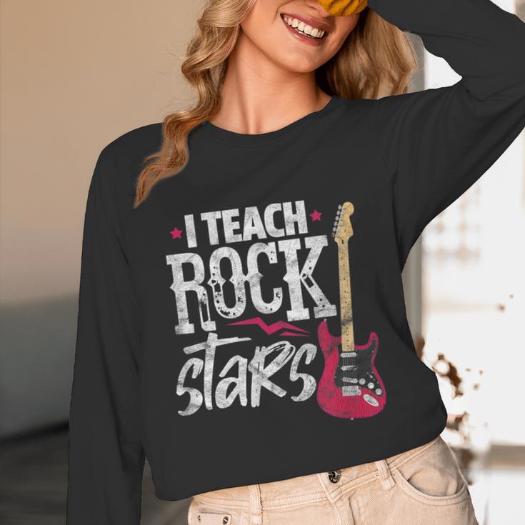 I Teach Rock Stars Music Teacher Guitar Player Unisex Long Sleeve T-Shirt, funny design