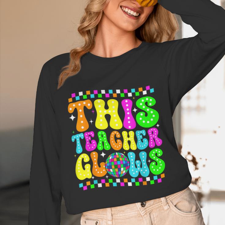 This Teacher 80s 90s Teachers's Day Glows Last Day Of School Unisex Long Sleeve T-Shirt, funny design