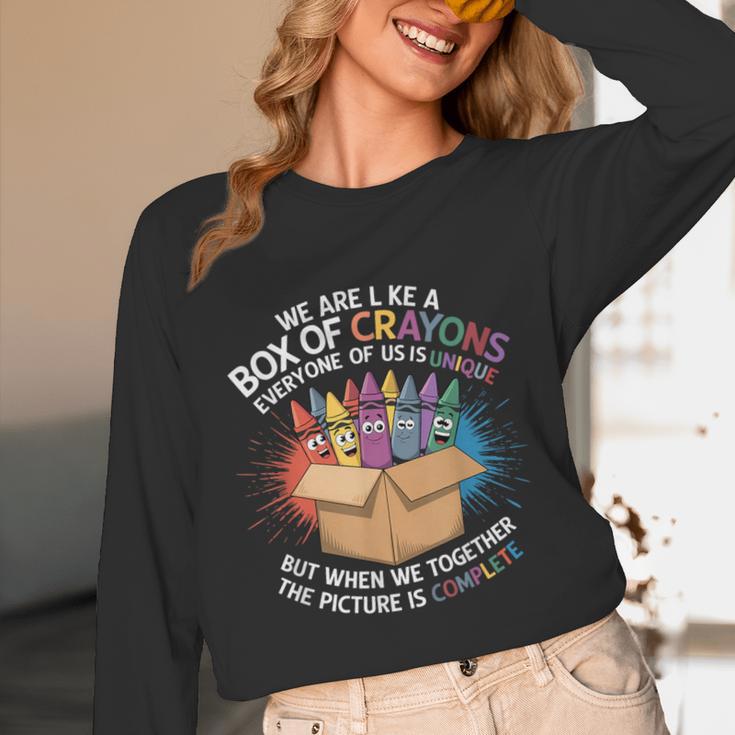 Teacher We Are Like a Box Of Crayons Unisex Long Sleeve T-Shirt, funny design Teacher We Are Like a Box Of Crayons Unisex Long Sleeve T-Shirt, funny design