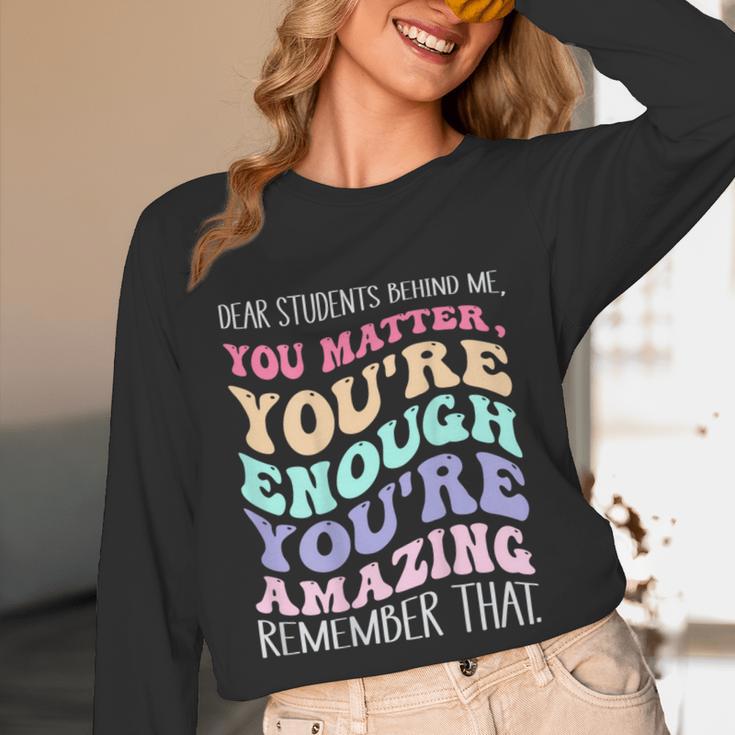 Teacher Dear Students Behind Me 1st Day Of School On Back Unisex Long Sleeve T-Shirt, funny design Teacher Dear Students Behind Me 1st Day Of School On Back Unisex Long Sleeve T-Shirt, funny design