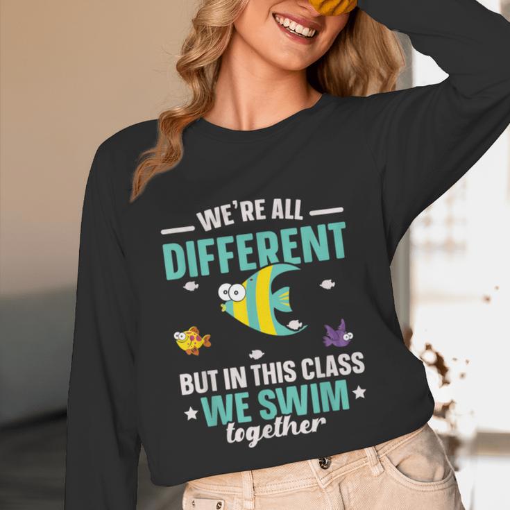 Teacher We All Different But In This Class We Swim Together Unisex Long Sleeve T-Shirt, funny design Teacher We All Different But In This Class We Swim Together Unisex Long Sleeve T-Shirt, funny design