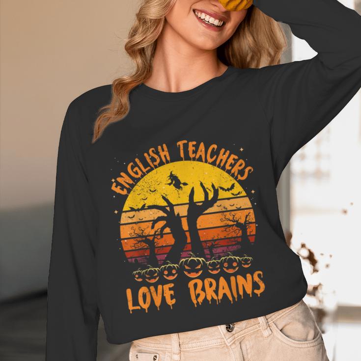 Teacher Halloween All English Teachers Love Brains Unisex Long Sleeve T-Shirt, funny design