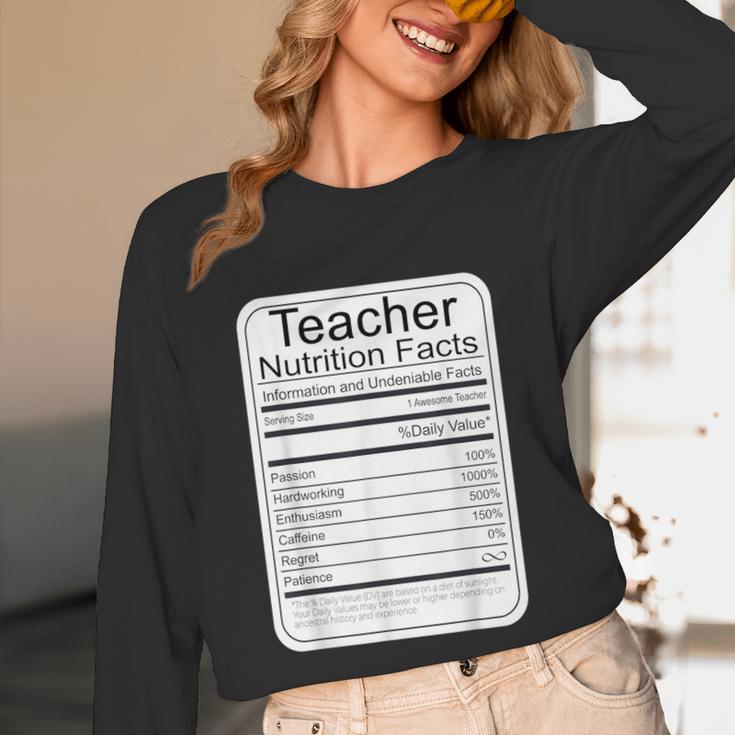 Teacher Nutrition Facts Teachers Nutritional Fact Unisex Long Sleeve T-Shirt, funny design