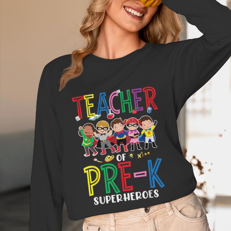 Teacher Of Pre K Superheroes Teacher New School Year Men Women Unisex Long Sleeve T-Shirt, funny design Teacher Of Pre K Superheroes Teacher New School Year Men Women Unisex Long Sleeve T-Shirt, funny design