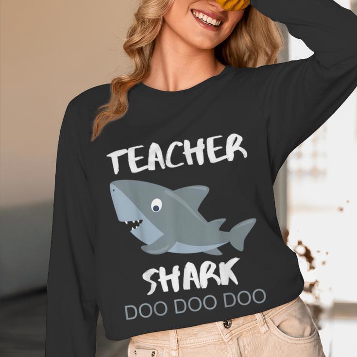 Teacher Shark Shirt Christmas Idea For Him Her Unisex Long Sleeve T-Shirt, funny design