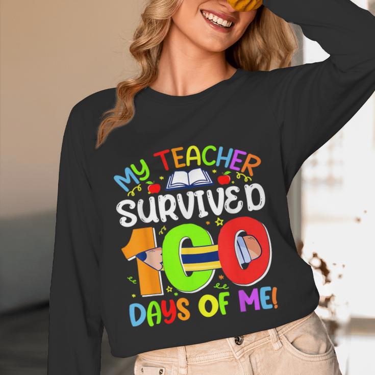 My Teacher Survived 100 Days Of Me 100 Days Of School Unisex Long Sleeve T-Shirt, funny design My Teacher Survived 100 Days Of Me 100 Days Of School Unisex Long Sleeve T-Shirt, funny design