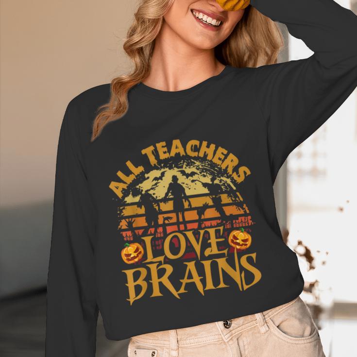 All Teachers Love Brains School Halloween Costume Unisex Long Sleeve T-Shirt, funny design All Teachers Love Brains School Halloween Costume Unisex Long Sleeve T-Shirt, funny design